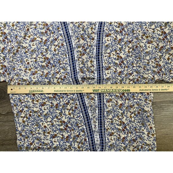 Japna Kimono Cardigan Womens L Blue Floral Boho Print Open Front Peasant Artsy - Picture 4 of 4